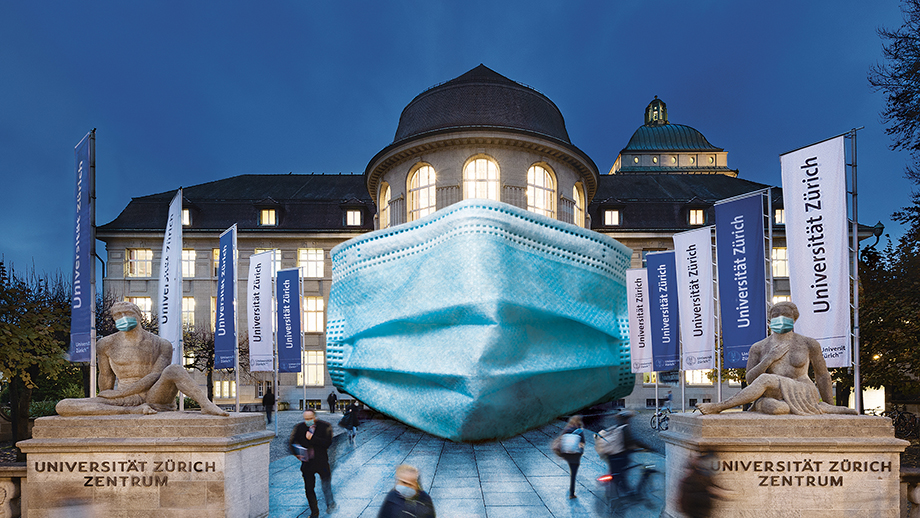 UZH Hauptgebäude mit Maske